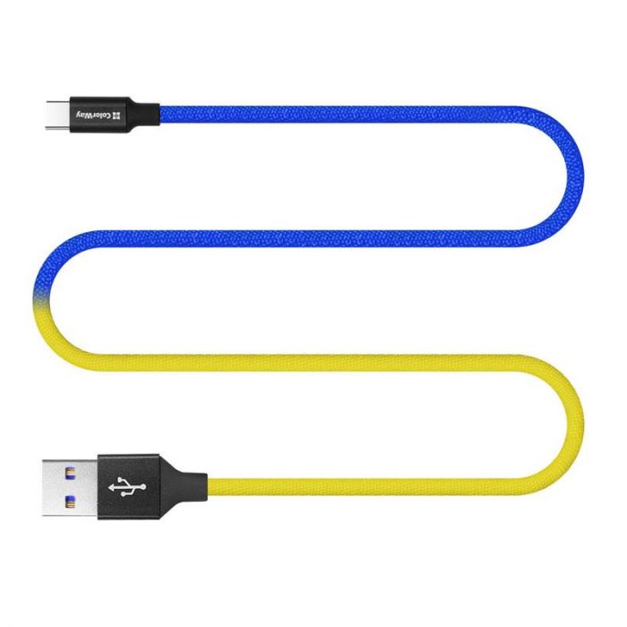 Кабель ColorWay USB - USB Type-C (M/M), 2.4 А, 1 м, Blue/Yellow (CW-CBUC052-BLY)