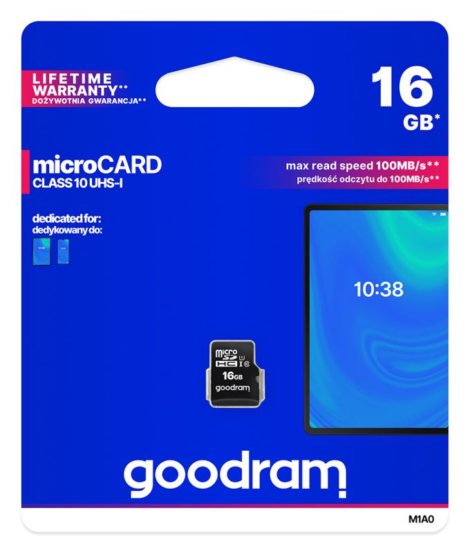 Карта пам`яті  MicroSDHC  16GB UHS-I Class 10 GOODRAM  (M1A0-0160R12)