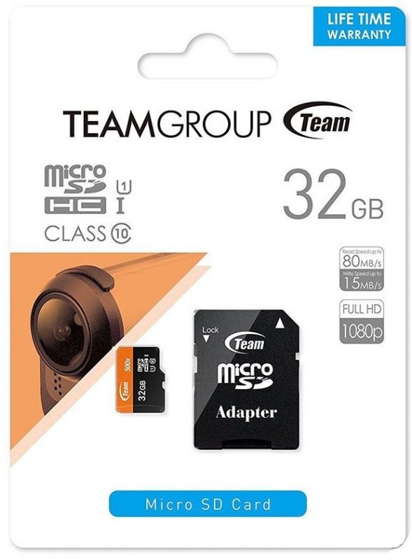 Карта пам`ятi MicroSDHC 32GB UHS-I Class 10 Team + SD-adapter (TUSDH32GUHS03)