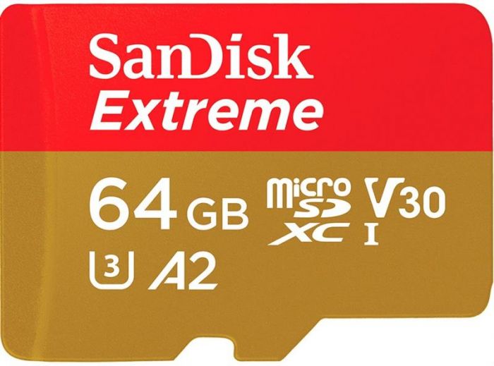 Карта пам`ятi MicroSDXC 64GB UHS-I/U3 Class 10 SanDisk Extreme R160/W60MB/s (SDSQXA2-064G-GN6GN)