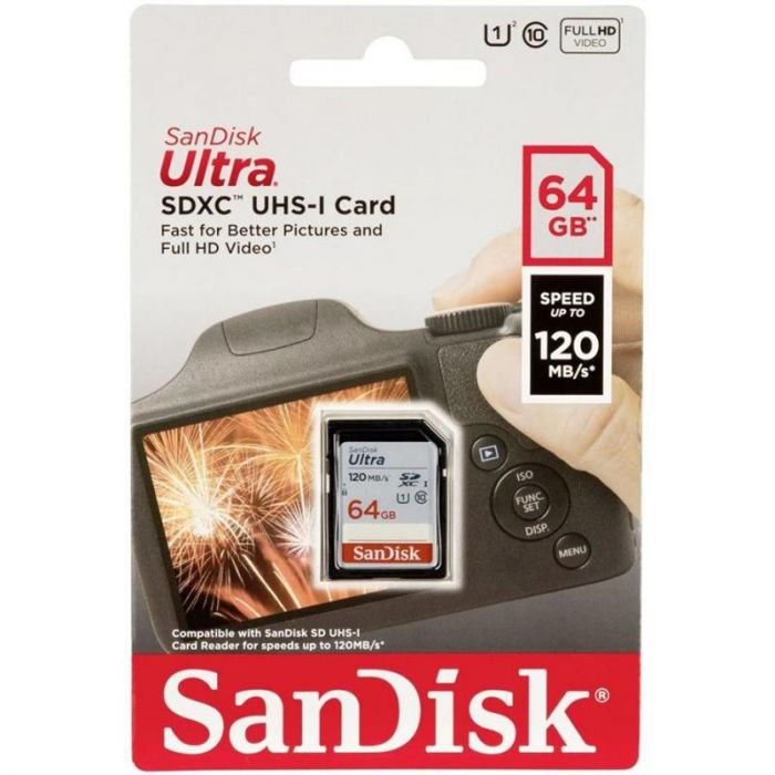 Карта пам`яті SDHC 64GB UHS-I Class 10 SanDisk Ultra R120MB/s (SDSDUN4-064G-GN6IN)