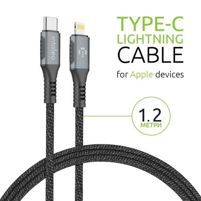 Кабель Intaleo CBGPD30WTL1 USB Type-C - Lightning (M/M), 1.2 м, Grey (1283126518089)