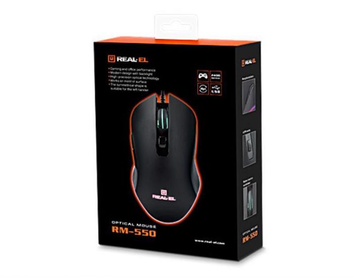 Мишка REAL-EL RM-550 Black USB
