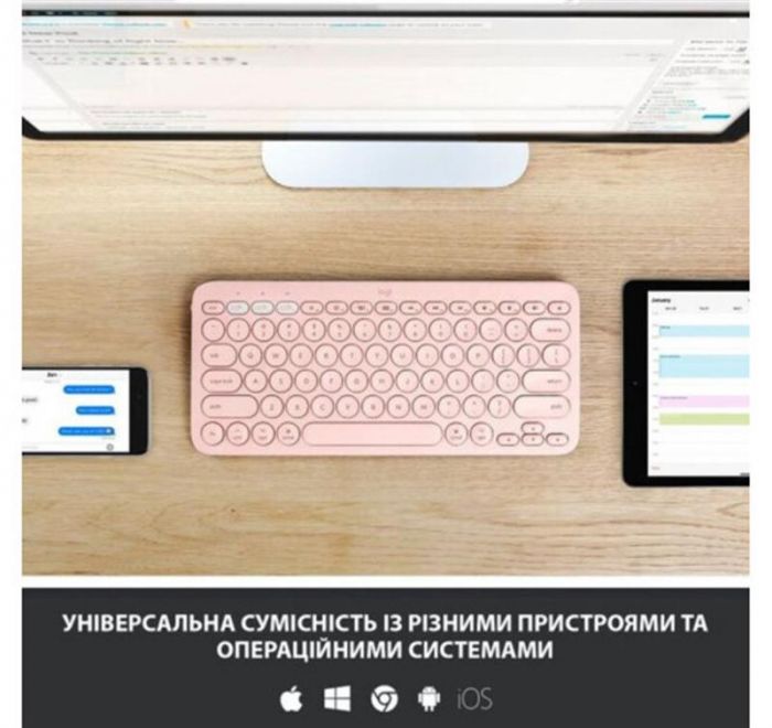 Клавіатура бездротова Logitech Wireless K380 for MAC UA Rose (920-010406)