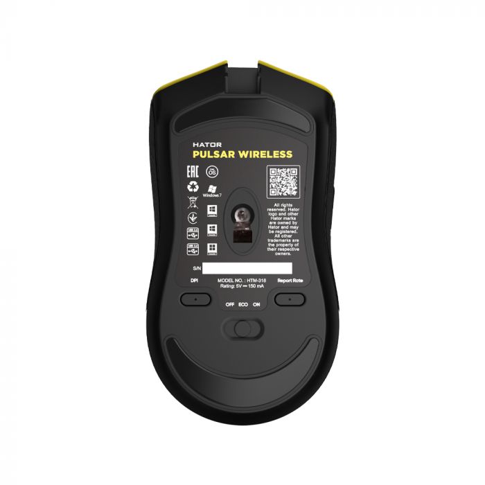 Мишка Hator Pulsar Wireless Yellow (HTM-318) USB