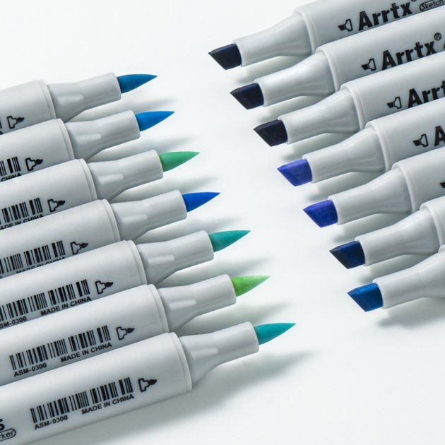 Спиртові маркери Arrtx Oros ASM-03BU 24 кольора, сині відтінки (LC302529)