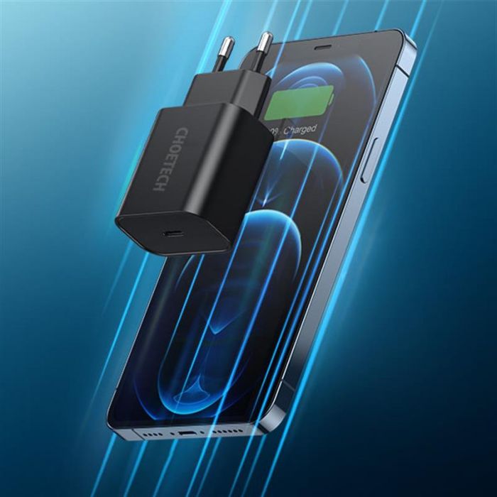 Мережевий зарядний пристрій Choetech (1USBх3A) Type-C PD20W Charger Black (Q5004-EU)