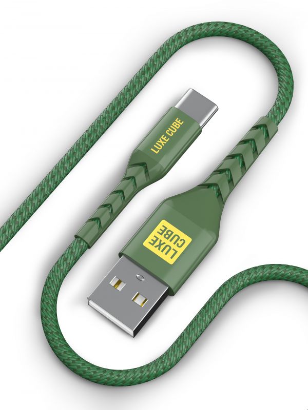 Кабель Luxe Cube Kevlar USB - USB Type-C (M/M), 1.2 м, Хакі (4826668690065)