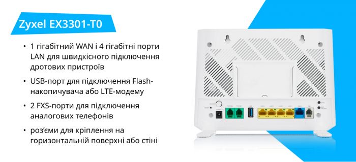 Бездротовий маршрутизатор ZyXEL EX3301-T0