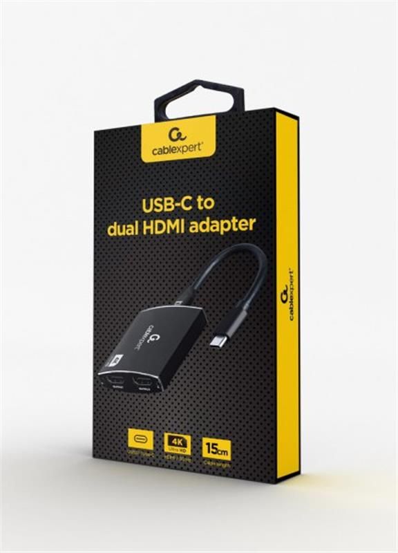 Адаптер Cablexpert USB Type-C - 2xHDMI + 3.5 мм (M/F) Black (A-CM-HDMIF2-01)