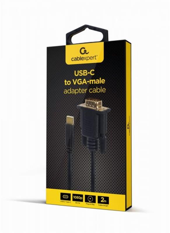 Кабель Cablexpert USB Type-C - VGA (M/M), 2 м, чорний (A-CM-VGAM-01)