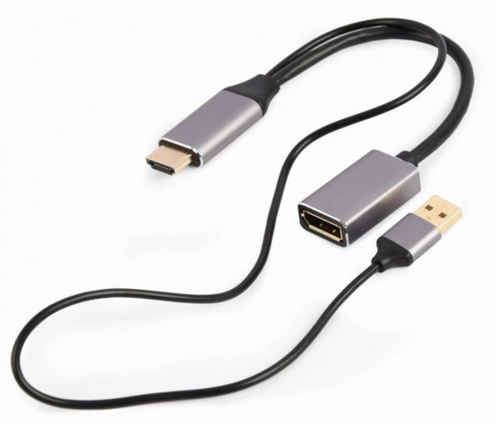Адаптер Cablexpert HDMI - DisplayPort (M/F), 0.1 м, Black/Grey (A-HDMIM-DPF-02)