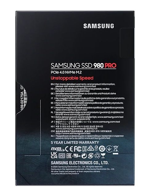 Накопичувач SSD  500GB Samsung 980 PRO M.2 PCIe 4.0 x4 NVMe V-NAND MLC (MZ-V8P500BW)