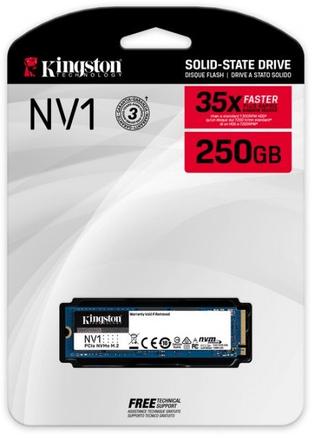 Накопичувач SSD  250GB M.2 NVMe Kingston NV1 M.2 2280 PCIe 3.0 x4 3D TLC (SNVS/250G)