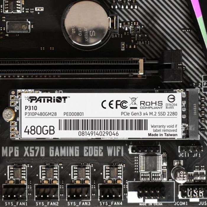 Накопичувач SSD  480GB Patriot P310 M.2 2280 PCIe NVMe 4.0 x4 TLC (P310P480GM28)