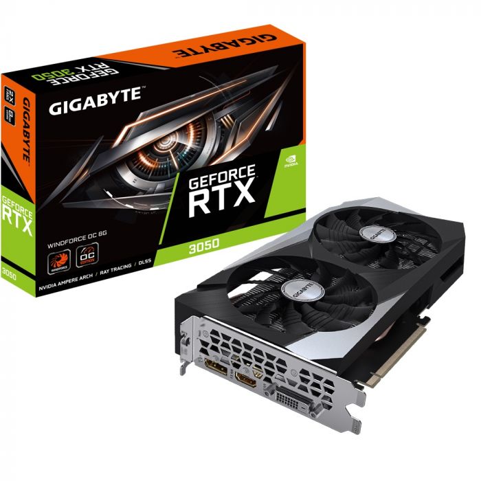 Відеокарта GF RTX 3050 8GB GDDR6 WindForce OC Gigabyte (GV-N3050WF2OC-8GD)