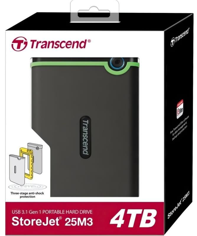 Накопичувач зовнiшнiй HDD 2.5" USB 4.0TB Transcend StoreJet 25M3 Iron Gray Slim (TS4TSJ25M3S)