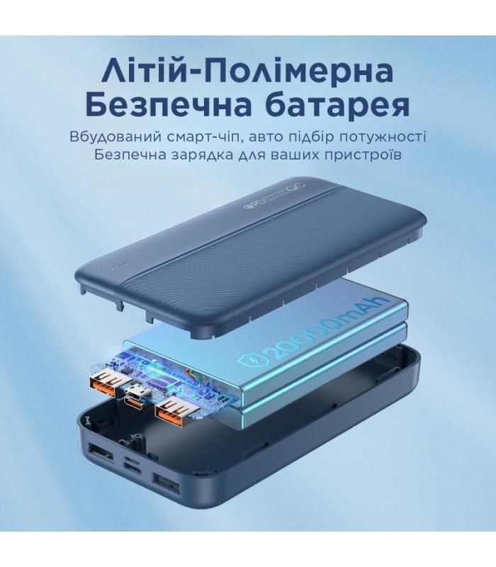Універсальна мобільна батарея Remax RPP-213 Tinyl 20000mAh Blue (RPP-213)
