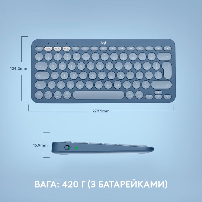 Клавіатура бездротова Logitech Wireless K380 for MAC UA Blueberry (920-011180)