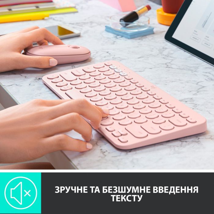 Клавіатура бездротова Logitech Wireless K380 for MAC UA Rose (920-010406)