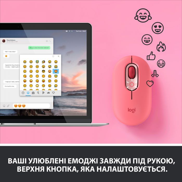 Мишка бездротова Logitech POP Mouse Bluetooth Heartbreaker Rose (910-006548)