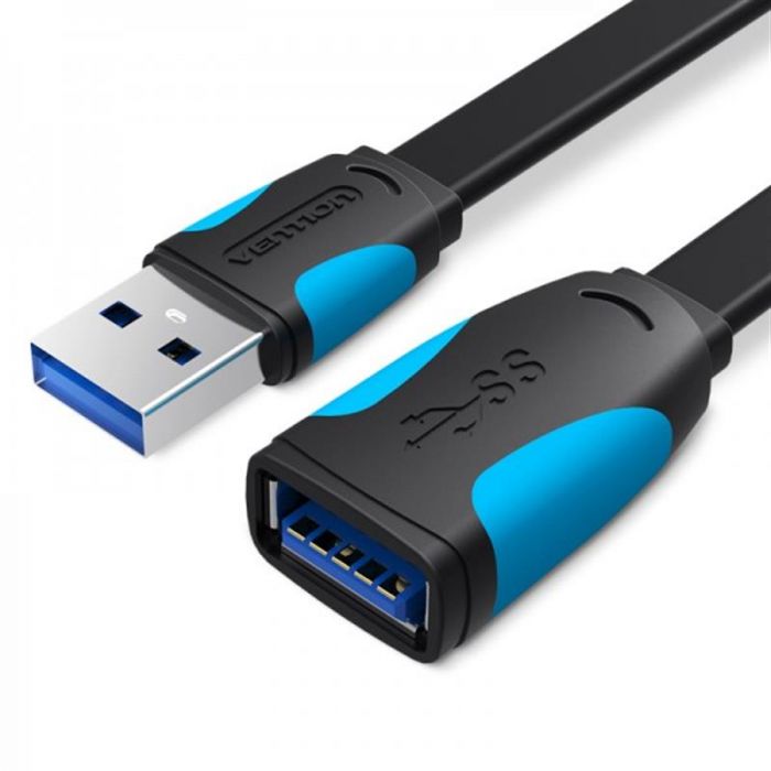 Подовжувач Vention Flat USB-USB 3 m, Black (VAS-A13-B300)