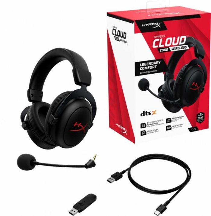 Гарнiтура HyperX Cloud Core Wireless Black (4P5D5AA)