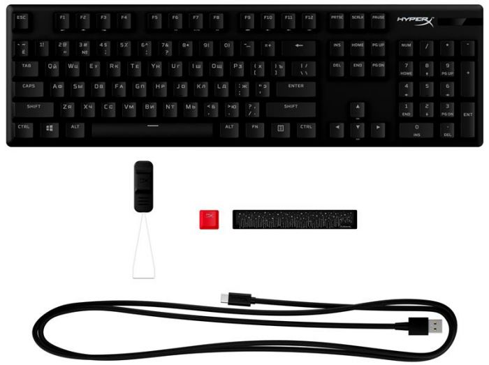 Клавіатура HyperX Alloy Origins Red RGB PBT ENG/RU Black (639N3AA) USB