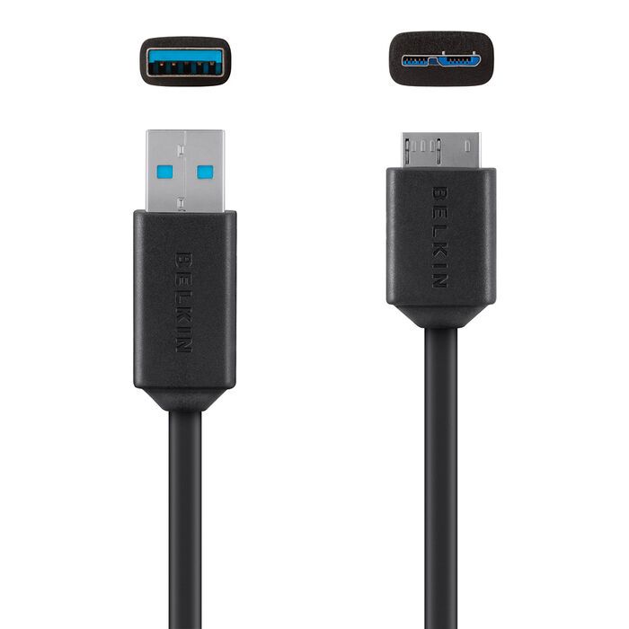 Кабель Belkin USB - micro USB Type-B V3.0 (M/M), 5 Gbps, 0.9 м, Black (F3U166bt03-BLK)