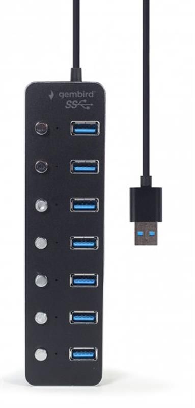 USB-хаб Gembird 7 ports Black (UHB-U3P7P-01) з вимикачами