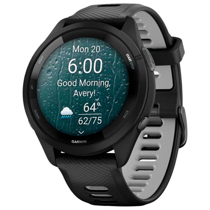 Смарт-годинник Garmin Forerunner 265 Black Bezel and Case with Black/Powder Gray Silicone Band (010-02810-50)