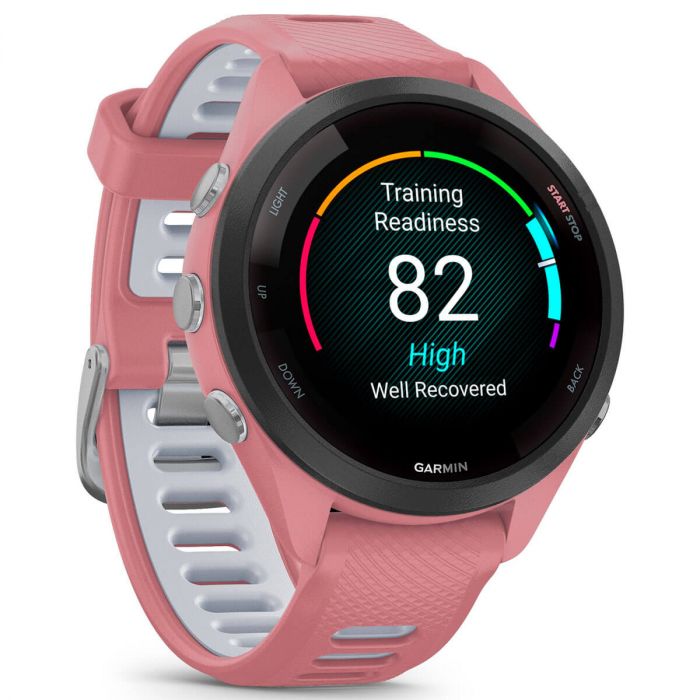 Смарт-годинник Garmin Forerunner 265S Black Bezel with Light Pink Case and Light Pink/Whitestone Silicone Band (010-02810-55)