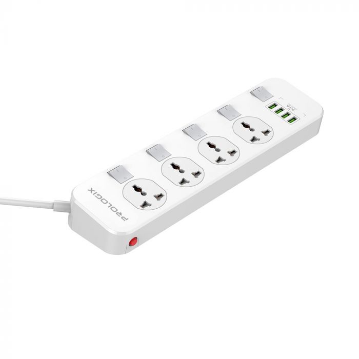 Фільтр живлення ProLogix Premium (PR-SC4408W) 2.5 кВт, 4 розетки, 4 USB, 2 м, з вимикачами, білий