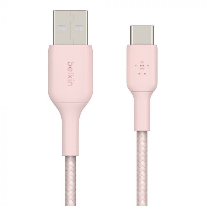 Кабель Belkin Braided+Strap USB - USB-C, 1.5 м Pink (F2CU075-05-C00-OEM)