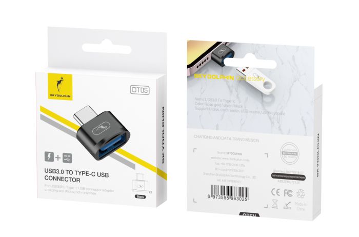 Перехідник SkyDolphin OT05 Mini USB Type-C - USB (M/F) Black (ADPT-00029)