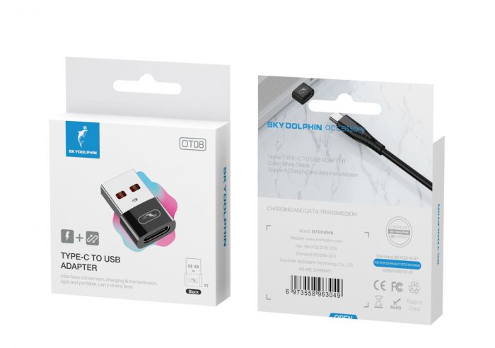 Перехідник SkyDolphin OT08 Mini USB Type-C - USB (F/M) Black (ADPT-00031)