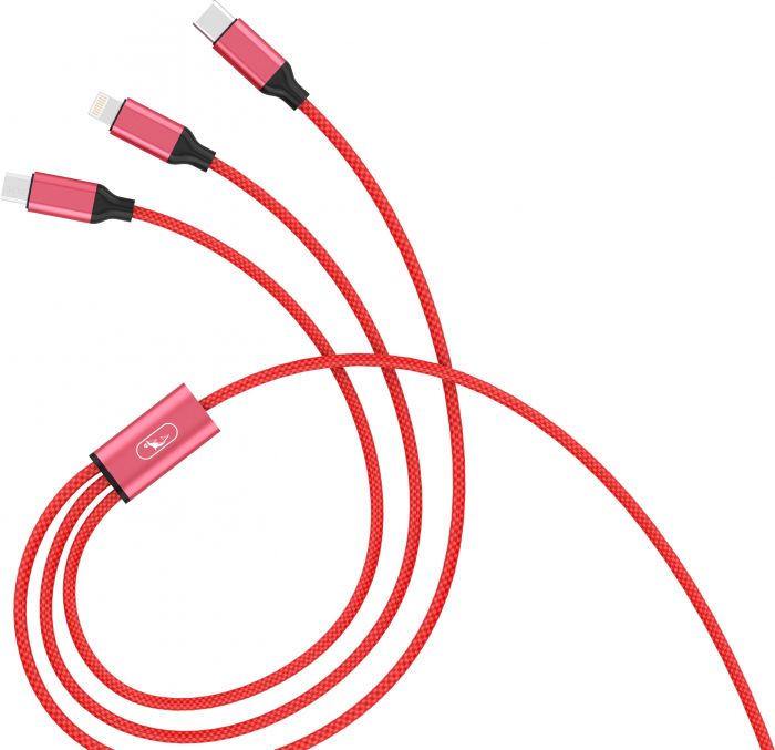 Кабель SkyDolphin S63E 3in1 USB - Lightning/Type-C/MicroUSB 1.2м, Red (USB-000624)