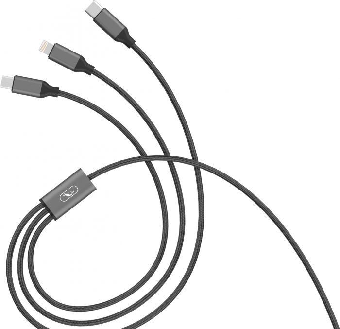 Кабель SkyDolphin S63E 3in1 USB - Lightning/Type-C/MicroUSB 1.2м, Black (USB-000625)