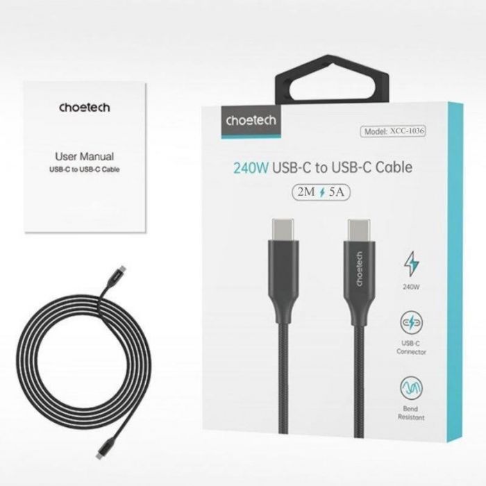 Кабель Choetech USB Type-C - USB Type-C (M/M), 2 м, Black (XCC-1036)