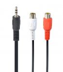 Аудіо-кабель Cablexpert 3.5 мм - 2xRCA (M/F), 0.2 м, чорний (CCA-406)