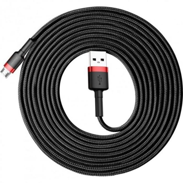 Кабель Baseus Cafule USB-microUSB, 3м Black/Red (CAMKLF-H91)