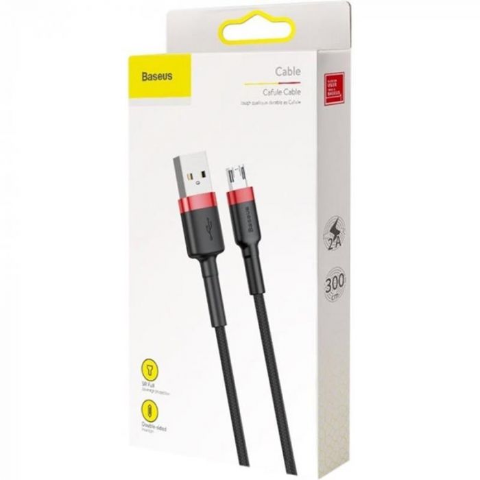 Кабель Baseus Cafule USB-microUSB, 3м Black/Red (CAMKLF-H91)