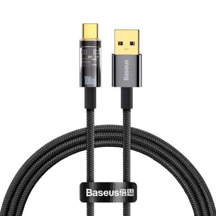 Кабель Baseus Explorer USB - USB Type-C (M/M), 5 A, 100 W, 1 м, Black (CATS000201)