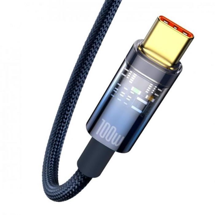 Кабель Baseus Explorer USB - USB Type-C (M/M), 5 A, 100 W, 1 м Blue (CATS000203)