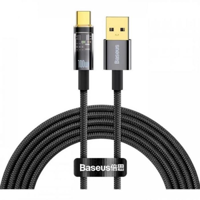 Кабель Baseus Explorer USB-USB Type-C, 5A, 100W, 2м Black (CATS000301)