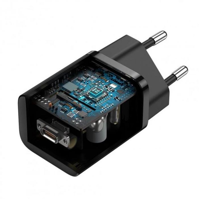 Мережевий зарядний пристрій Baseus Super Si Quick Charger 1C (1USB-C) 25W Black (CCSP020101)