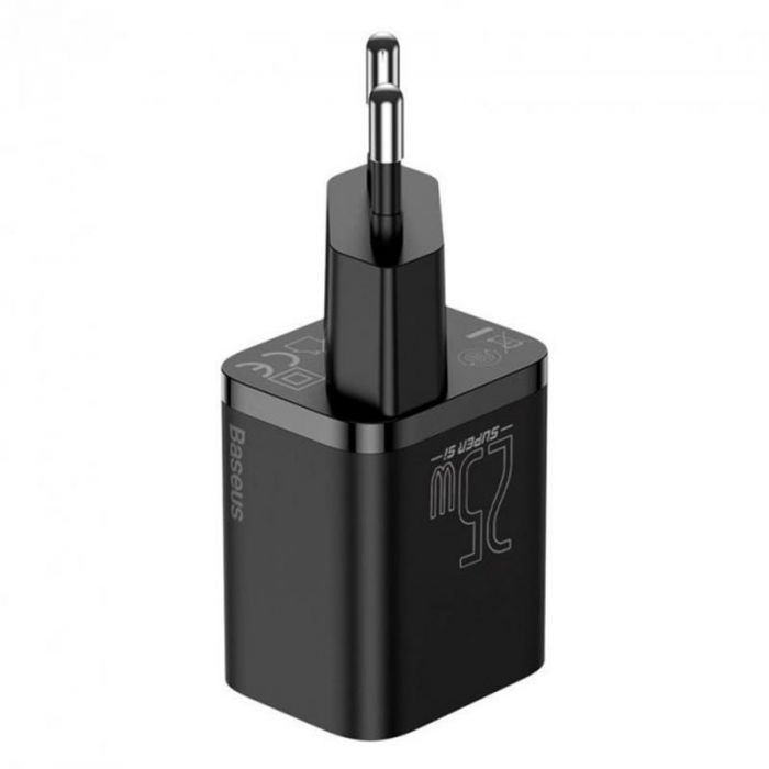 Мережевий зарядний пристрій Baseus Super Si Quick Charger 1C (1USB-C) 25W Black (TZCCSUP-L01) + кабель Type-C