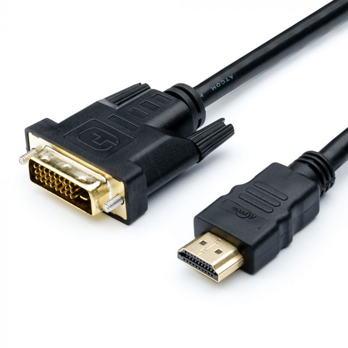 Кабель Atcom HDMI - DVI (M/M), single link, 24+1 pin, ферит, 1.8 м, Black (AT3808)