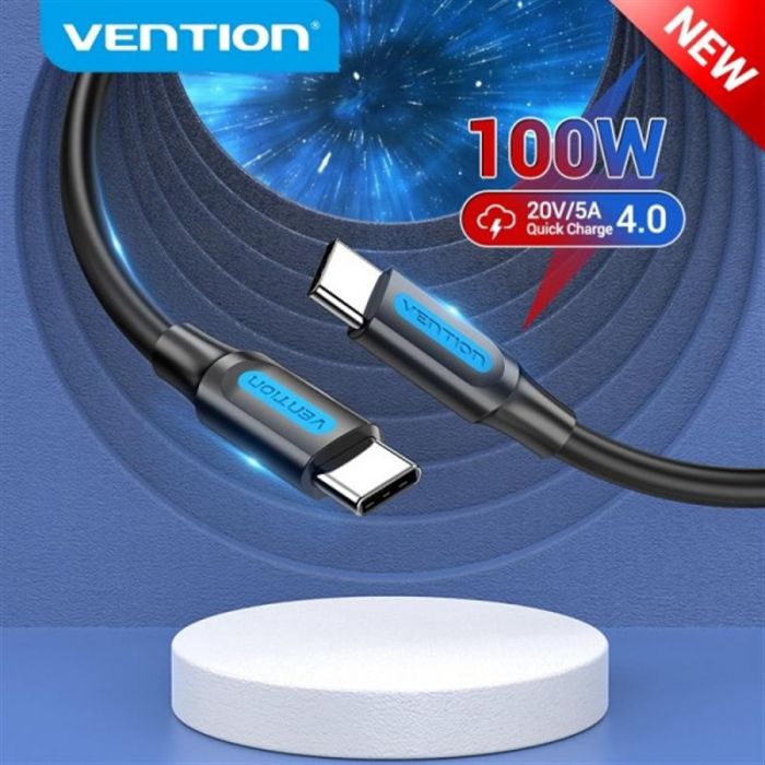 Кабель Vention USB Type-C - USB Type-C (M/M), TPE Round PD 100 W, 5 A, 2 м, Black (COTBH)