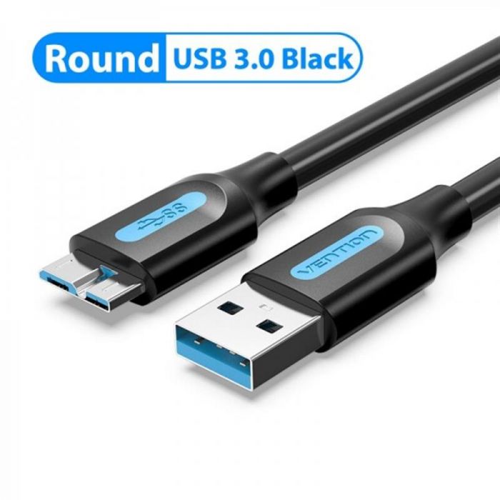 Кабель Vention USB-MicroUSB-B PVC Round nickel-plated, 0.5m Black (COPBD)